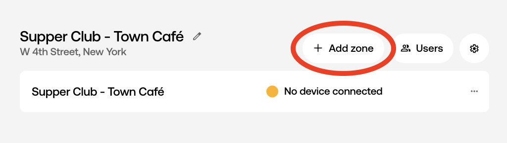 Add zone button next to a location